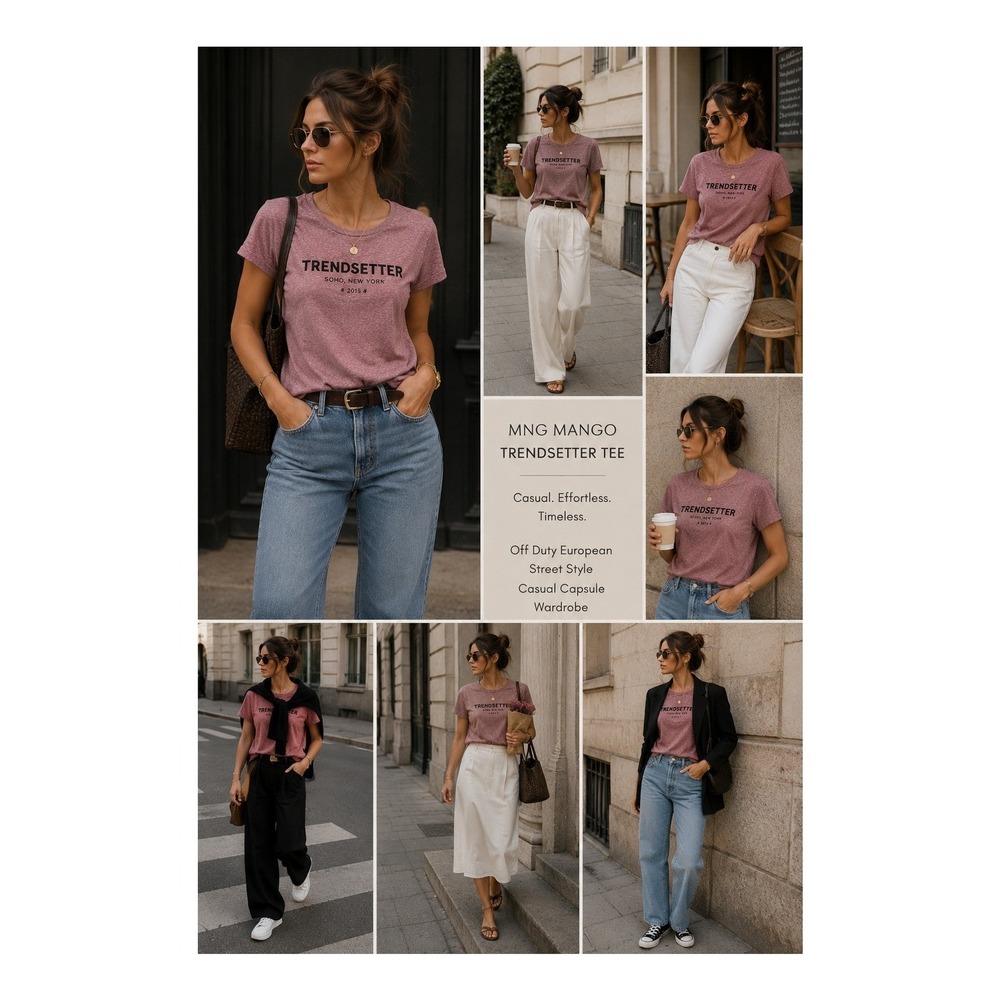 MNG Mango Trendsetter Tee US S | Soho NYC Sequin Graphic Pinterest Y2K